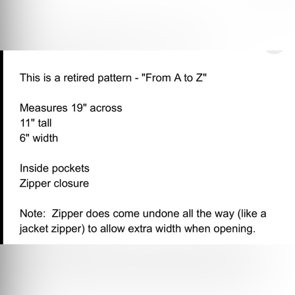 Vera Bradley “Retired” From A to Vera Collection Large Tote - Picture 6 of 6